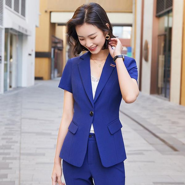 

women's suits & blazers jacket short sleeve blue coat ol styles summer jackets for women ladies office blazer outwear plus size, White;black