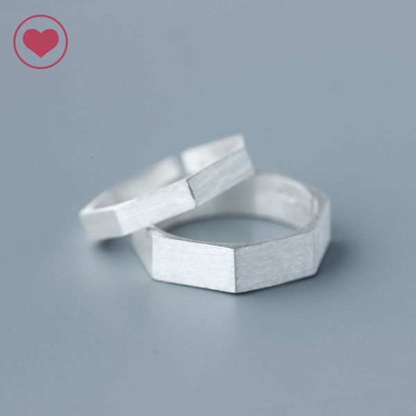 

925 silver korean fashion drawing polygonal male and female couple ring j0986