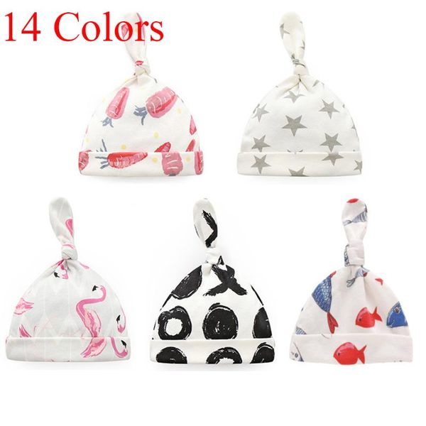 

caps & hats 0-6m knotted beanie for born baby girls boys cartoon printed cotton soft anti-cold headwraps 2021 autumn, Yellow