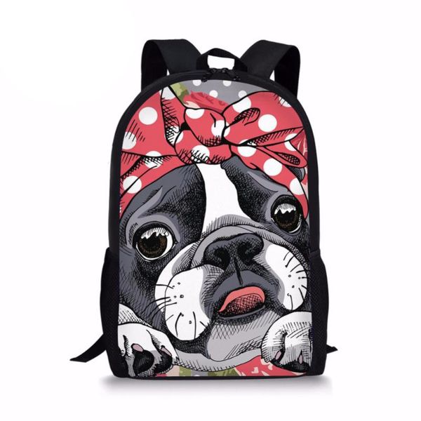 

customzied girls backpack cute 3d dog boston terrier print students kids school bags children bagpack teen rucksack