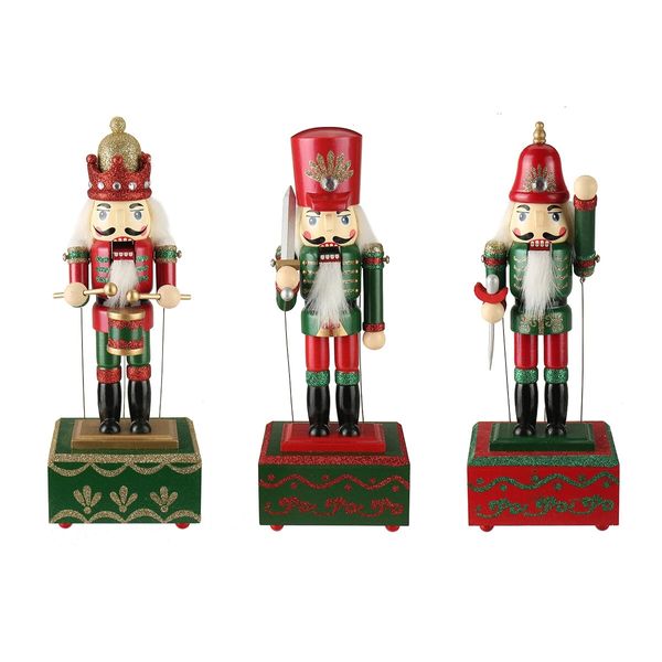 Grande Guardia di legno Sciacracker Soldier Giocattoli di musica Box di musica Natale Decorazioni regalo di Natale