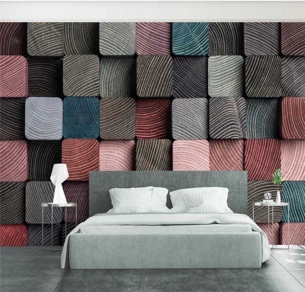 

wallpapers xuesu 3d stereo checkered wood grain background wall abstract nordic mural customized wallpaper po