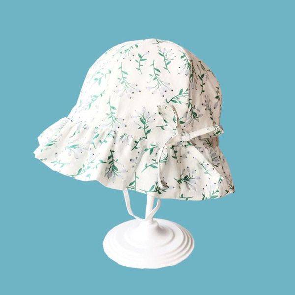 

caps & hats baby cotton floral printing sun hat infant wide brimmed bonnet born pograpy props head accessory, Yellow