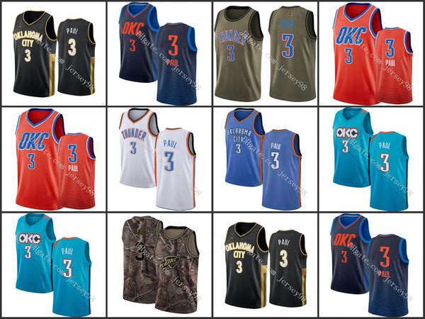 

oklahoma city thunder men #3 chris paul retro basketball jersey, Black