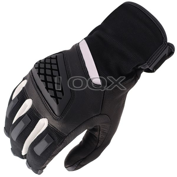 

new black/white motorcycle glove racing gloves genuine leather motorbike mx gloves