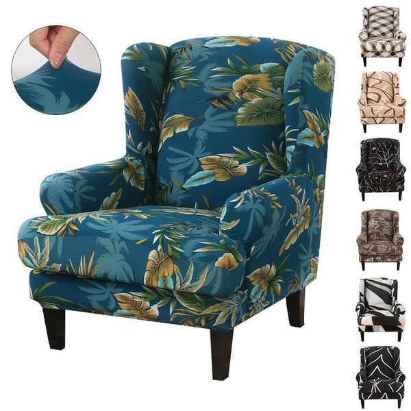 

chair covers printed sloping arm king back cover 2021 elastic sofa armchair wingback wing el stretch protector