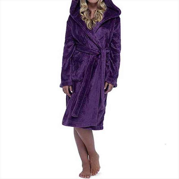 

bathrobe autumn winter warm homewear women sleepwear terry robe solid long sleeve hooded casual dressing clothing for sleeping new6q4371, Black;red