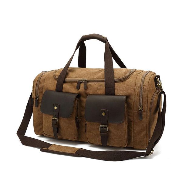 

duffel bags retro canvas travel duffle bag men hand luggage leather shoulder diagonal weekend