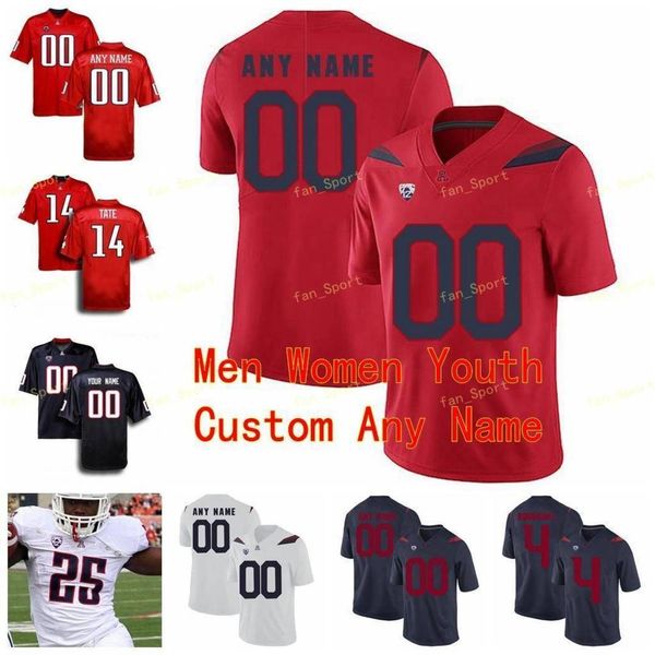 Maglie NCAA College Arizona Wildcats 11 Will Parks 13 Brandon Dawkins 14 Khalil Tate 16 Thomas Reid III Calcio personalizzato cucito