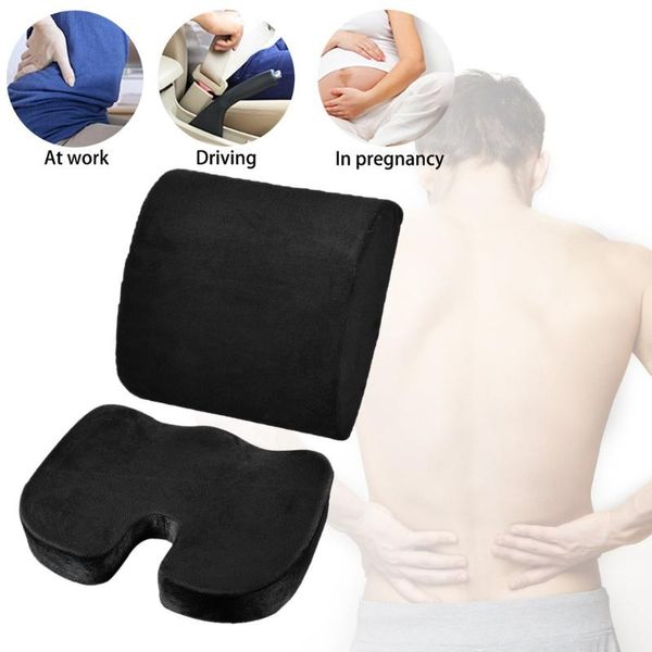 

comfortable memory foam orthopedic seat cushion waist back support set for car home office health care cushions