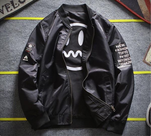 

brand men bomber jacket hip hop patch designs slim fit pilot coat jackets plus size men's, Black;brown