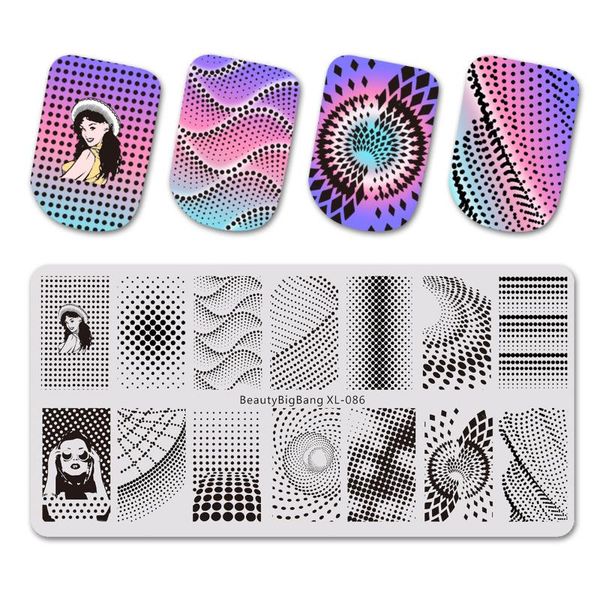 

nail art templates beautybigbang 6*12cm stamping plates rectangle geometry rotating stripe stamp template image plate stencil, White