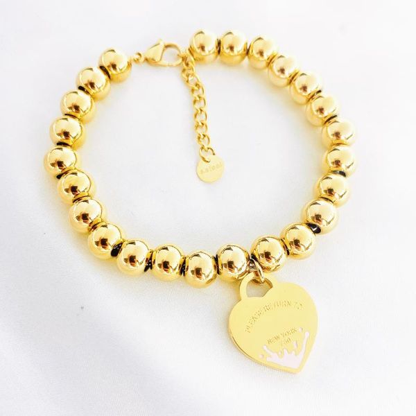 

link, chain classic stainless steel gold colour bracelets & bangles wholesale jewelry fine double peach heart love female, Black