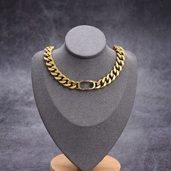 

fashion stainless steel letter 14k gold cuban link chain necklace bracelet for mens and women party lovers gift hip hop jewelry with box, Black