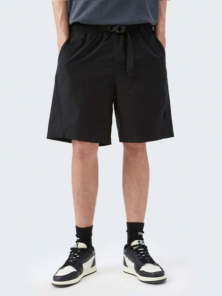 

men slant pocket buckle belted shorts o0cx#, Black