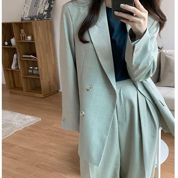 

women's two piece pants two-piece set, wide leg pants, fashion jacket, work clothes., White