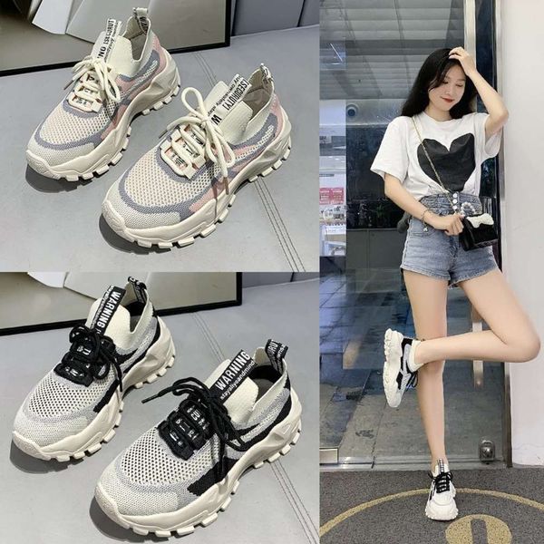 

Casual shoes New summer 2021 student breathable thick sole light color matching sports casual shoes U33S, Black