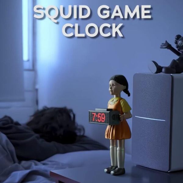 

korean drama alarm clock ornament 123 wooden people clock timing resin doll alarm clock halloween props party home decorations creative acce