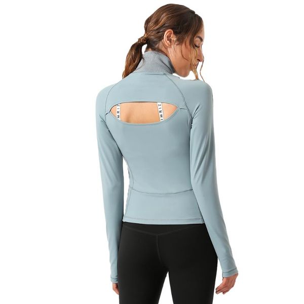 

short style fitness women's tight fast dry half zipper yoga long sleeve training sports running t-shirt gym clothing, White;black