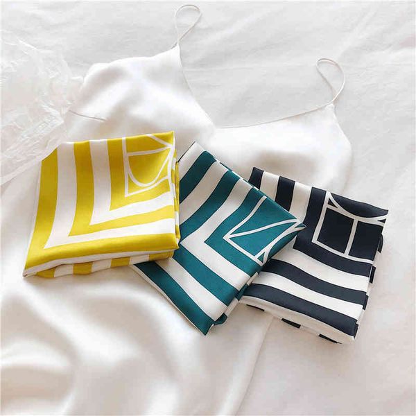 

luna&dolphin women small square scarf 53x53cm 100% nature silk strip letter print bandanas spring headbands lady kerchief ribbon, Blue;gray