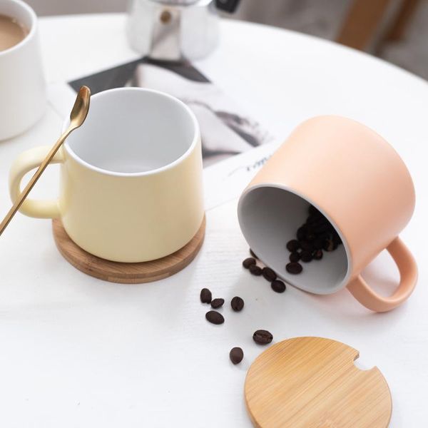 

mugs nordic ins lovely girl heart simple household matte ceramic milk mug with lid spoon coffee cup cups