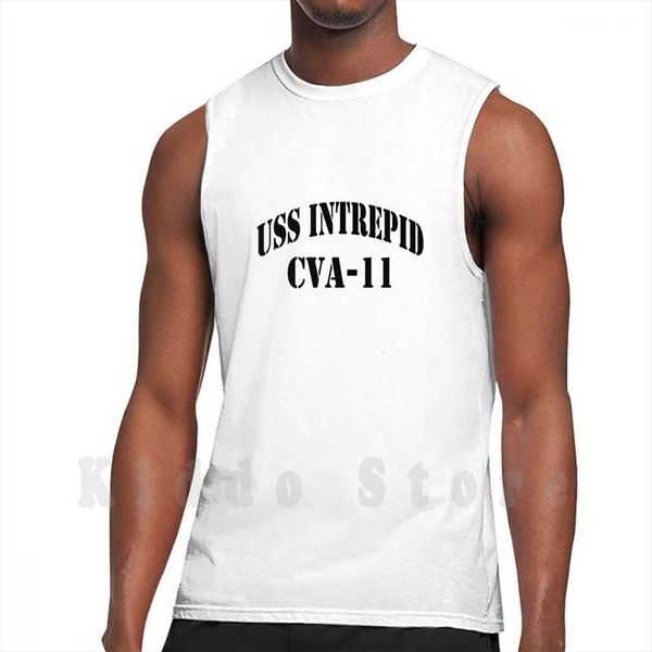 

uss intrepid cva 11 ships store tank vest 100% cotton, White;black