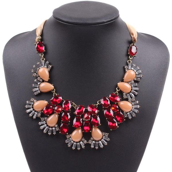 

fashion ribbon ladies jewelry glass rhinestone crystal necklace for women choker flower pendant necklaces, Silver