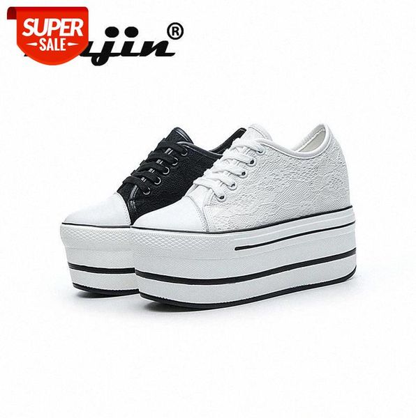 

fujin platform shoes women's fashion lace white shoes 2020 platform cross tied breathable thick bottom women's casual #p72y