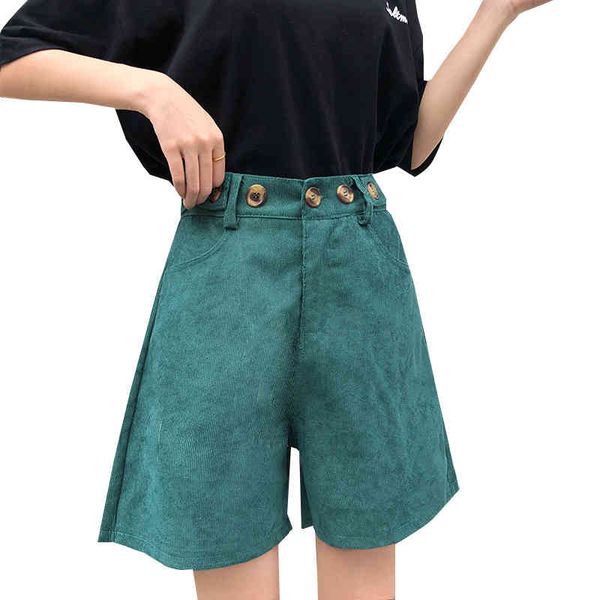 

shorts fashion korea retro green corduroy loose straight short women plus size pantalones cortos de mujer black shorts girl, White;black