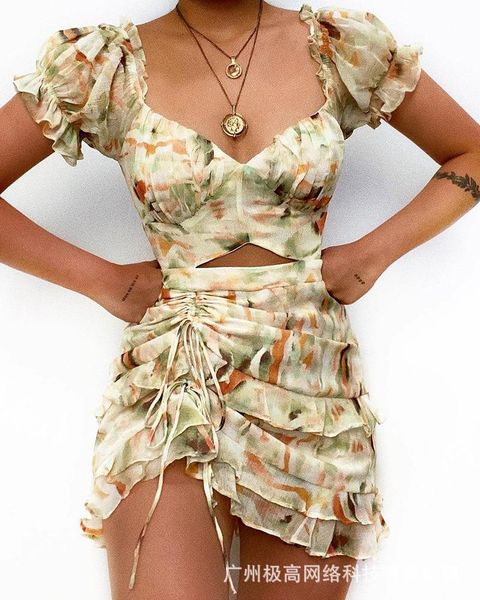 

women's polos european and american beige puff sleeve drawstring dress womens shirts, White