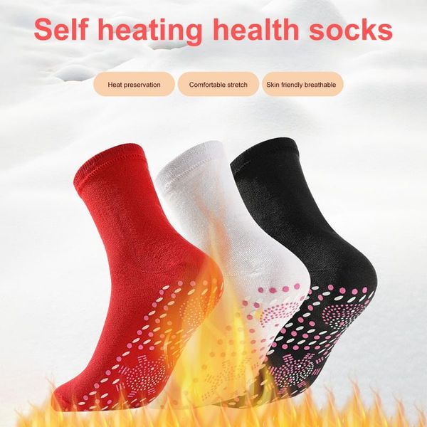

men's socks self-heating magnetic for women men self heated tour therapy comfortable winter warm massage pression, Black