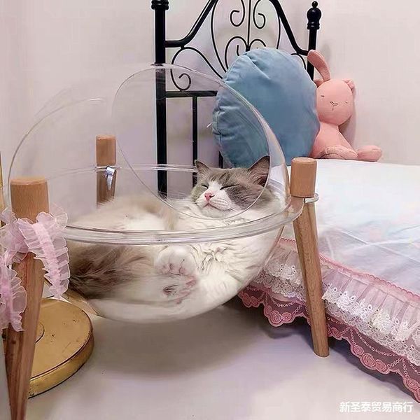 

cat beds & furniture cute transparent acrylic bed mats closed cats space spherical villa cage house pet supplies accessories