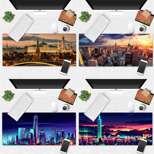 

mouse pads & wrist rests city views york moscow dubai gaming mousepad pc computer desk table gamer large pad mats non-slip lapcush