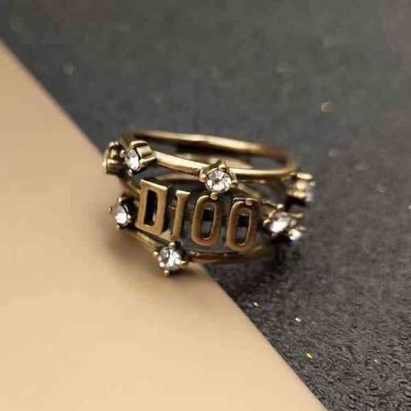 

luxury fashion jewelry designer ring /d family old female letter diamond net red simple personality, Golden;silver
