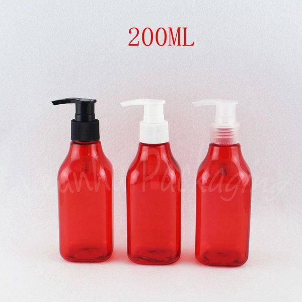 

storage bottles & jars 200ml red plastic bottle with lotion pump , 200cc shampoo / packaging empty cosmetic container