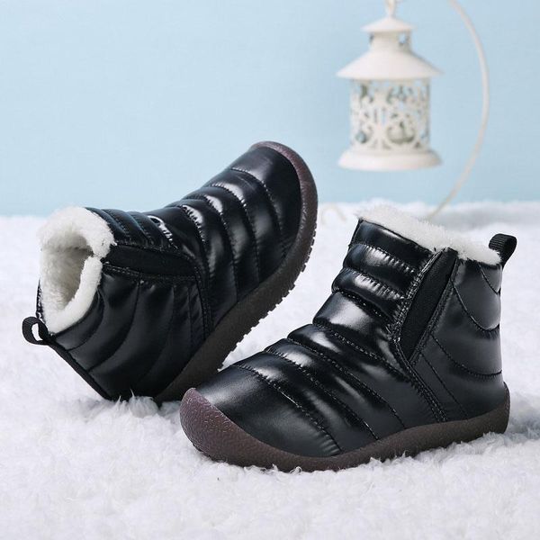 

boots 2022 winter girls waterproof snow shoes kids toddler keep warm children for girl boys ankle baby shoe buty, Black;grey