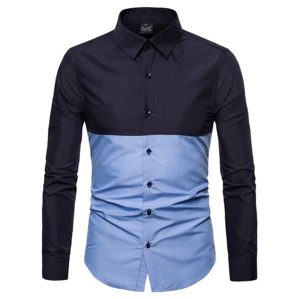

men's shirts autumn and winter 2021 fahion caual color contrat long leeve matching, White;black