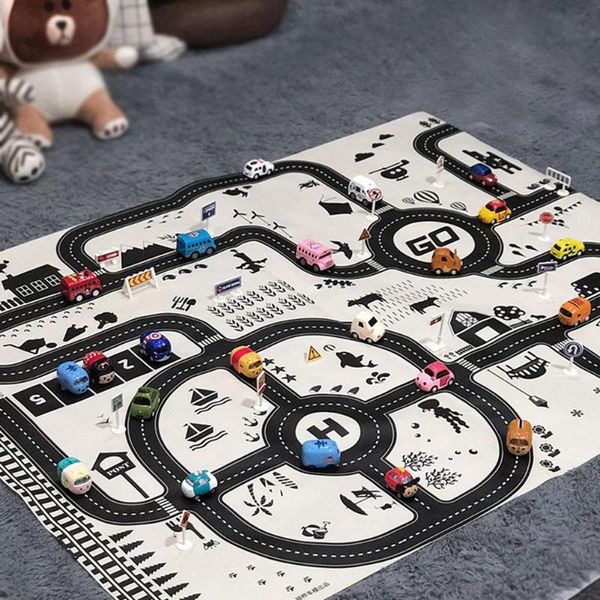 

130x100cm Childrens Toys Traffic Road Parking Lot Map English City Parking Lot Map Baby Play Game Mat Kids Carpet