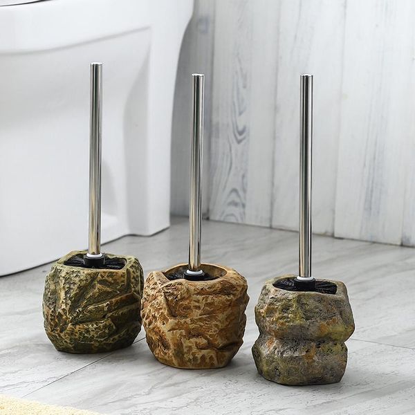 

punching toilet brush retro stone holder set creative bathroom cleaning ceramic long handle bath wy606 brushes & holders