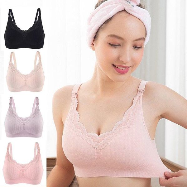 

maternity intimates lace breastfeeding bra breathable nursing pregnant women wire feeding bras underwear, White