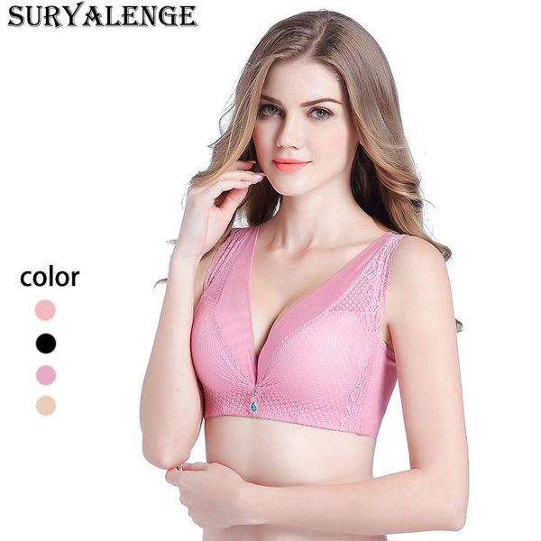 

bras female large size lace no steel ring underwear ladies thin section adjustable bra breathable gathered, Red;black