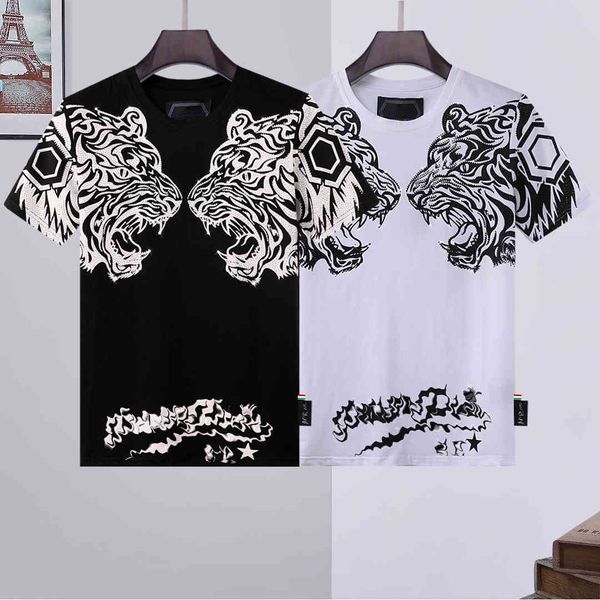 

brand t shirt phillip plain designer mens pp skull diamond t shirts short sleeve brand spring and summer high o-neck qua, White;black