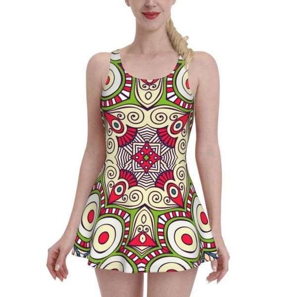 

women's swimwear elegant mandala beach swimsuit swimming dress young ladies party dresses slim skirts female summer beachwear for surfi, White;black