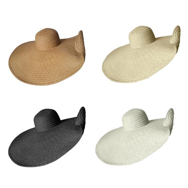 

shower caps women summer big wide brim sun beach straw hat anti uv vacation