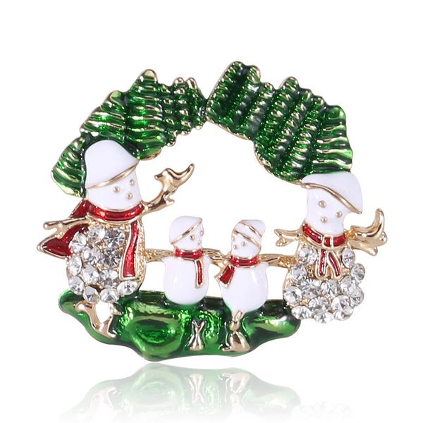 

factory fashion grade cute trend alloy oil drop drill snowman brooch dress collar pin christmas