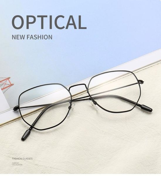 

metal polygon eyewear glasses frames eyeglasses women for fashion sunglasses, Black