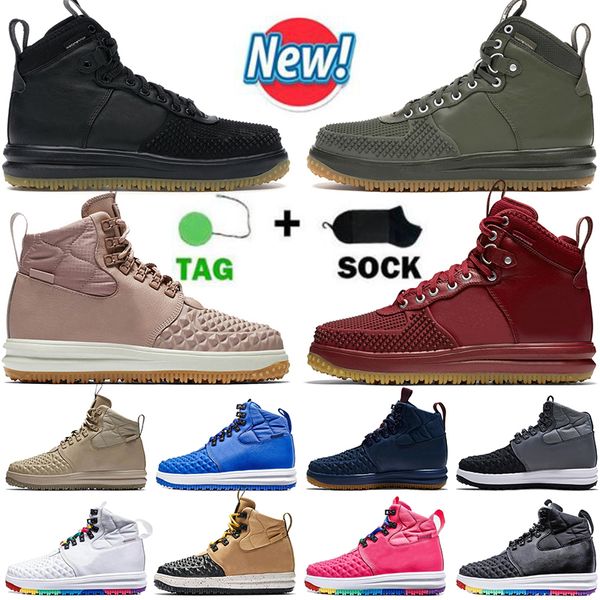 Nike Air Lunar 1 Duckboot One feminino Botas masculinas Tênis de corrida Triplo Preto Summit Branco Borgonha Preto e Tan Linho Fora de Tênis Esportivos Sapatilhas