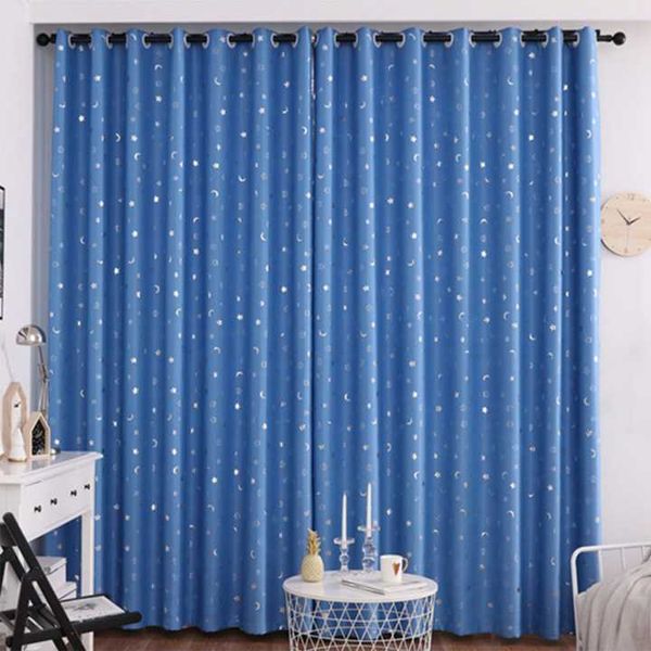 

nordic hollow moom star kids curtains for bedroom funny blackout grommet window curtain panels blue kitchen living room drapes