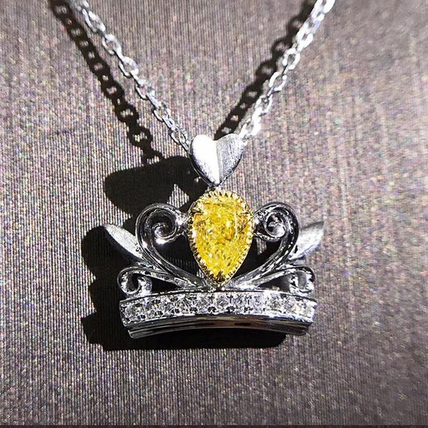 

chains caoshi aesthetic women necklace dazzling yellow crystal zirconia pendant delicate luxury female party jewelry trendy accessories, Silver