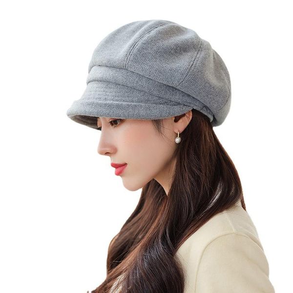 

berets cute beret hat knitted korean the fisherman hats female retro gothic cap beautiful warm simple plain caps furry cappello donna c, Blue;gray